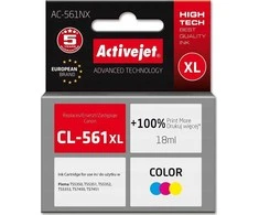 Rašalo Kasetė - Activejet AC-561NX Didelio Pajėgumo 18ml Suderinama su Canon CL-561XL Spalva: Mėlyna, Magenta, Geltona