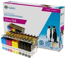 Tusz G&amp;G Patrone Brother LC-123 XL- komplektas 10 4x Juodas, 2x Cyjan, Magenta, Geltonas