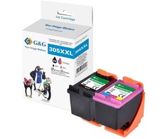 G&amp;G XXL rašalo kasečių rinkinys (2 vnt.), skirtas HP 305XL / 3YM62AE + 3YM63AE spausdintuvams