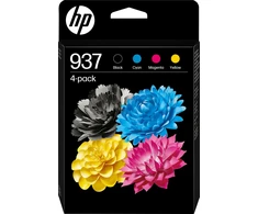 HP 937 juoda keturių spalvų pakuotė + spalvos