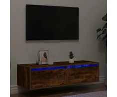TV staliukas TV spintelė su LED lemputėmis, dūminio ąžuolo, 100X35,5x25 cm