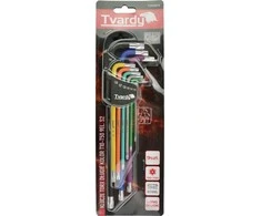 Tvardy Ilgi šešiakampiai raktai, spalvoti, 1,5–10 mm, 9 vnt. S2 (24)