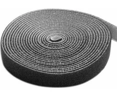 Tvirta kabelių raištelių juosta su lipdukais ir kilpomis, 10 m x 20 mm, Techly, karpoma, juoda