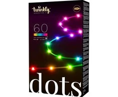 „Twinkly Dots“ išmaniosios LED lemputės, 60 RGB (daugiaspalvės), maitinamos per USB, 3 m, Juodas RGB – 16 mln. spalvų