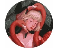 Twoje Hobby Paveikslas skaičiais apvalus - Flamingo 40cm