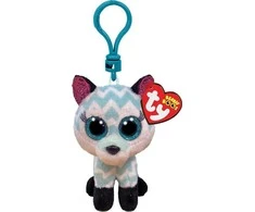 TY Pliušinis raktų pakabukas ATLAS - aqua chevron fox clip