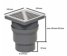 Tycner reguliuojamas nuotekų įvadas su tiesiu išėjimu 110 mm, nerūdijančio plieno grotelės 886
