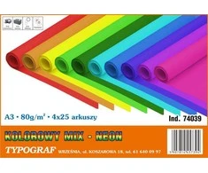 Typograf A3 / 80 G POPIERIAUS TIPO NEON 25 X 4 SPALVOS (100)