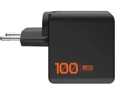 UAG SRGE įkroviklis – 100 W sieninis įkroviklis, 2 USB-C ir USB-A, pridedami ES, JK, JAV kištukai (juodas)