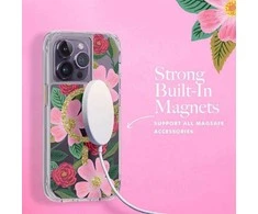 Dėklas Rifle Paper Clear MagSafe - Case decorated in auksinis for Apple iPhone 14 Pro Rose Garden