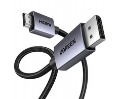 Kabelis DisplayPort (DP) kištukas - HDMI kištukas vienpusis 4K@30Hz 2m juodas DP125 UGREEN
