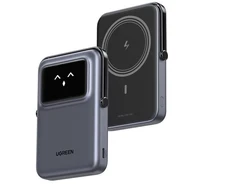 Powerbank magnetyczny 10000mAh Ugreen Uno PB572, Qi 7.5W (pilka)