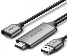 Ugreen CM151 50291 USB-A (moteris) – HDMI adapteris su USB-A maitinimo prievadu (vyriškas) 1,5 m – pilkas