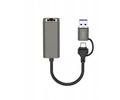 Ugreen XO adapter HUB HUB018 2w1 USB-USB-C - RJ45 pilka