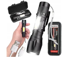 UN LED Žibintuvėlis ZOOM 5W XPE+ COB+ Dėklas