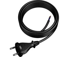 ATJUNGIMAS KABELAS SU TISIU KIŠTUKU IP20 2*1.5 H05RR 4M Juodas