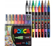 Posca - PC3M - Plunksnakotis plonu antgaliu, 16 vnt.