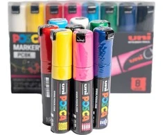 Uni MARKER PLAKATOWY UNI POSCA PC- 8K Rinkinys 8 KOLORÓW