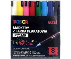 Uni Mitsubishi Pencil Uni Mitsubishi Pieštukas Uni Mitsubishi Pieštukas Markery plakatowe PC-1MR 8 kolorów POSCA UNI