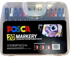 Uni Mitsubishi Pencil Uni Mitsubishi Pieštukas Uni Mitsubishi Pieštukas Markery w plastikowej walizce 20 kolorów POSCA