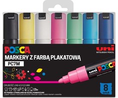 Uni Mitsubishi Pencil Plakatų žymekliai PC-7M 8 spalvų POSCA UNI