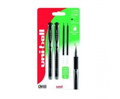 UNIBALL Uni-ball Gel Impact 153 2stk Sorte Gel Rollerpenne +2stk refills, stregbredde 1,0mm