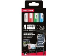Uni-Ball Uni - Chalk Marker PWE-5M, set of 4 markers - mėlynas, žalias, red &amp; baltas (401577)