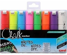 UNI-BALL Uni Chalk marker sæt med 4 stk PWE-8K