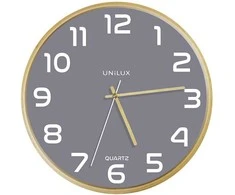 Sieninis laikrodis UNILUX Baltic, diametras 31,5 cm, pilkas