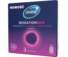 Unimil Senstation Max prezervatyvai su didžiausiu taškų skaičiumi 3 vnt.