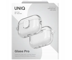 „Uniq Glase Pro“ dėklas, skirtas „AirPods Pro 3“ – su užraktu – permatomas