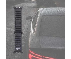 Audi Logo natūralios odos magnetinis žiedinis dirželis Apple Watch 40 / 41 / 42 mm - Juodas