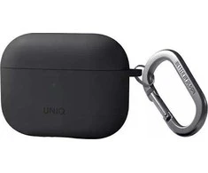 Uniq nexo AirPods Pro 2 GEN dėklas + ausų kabliukai, silikoninis šariato/medžio anglių pilka