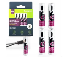Uniross Batteries Uniross Mini AAA Rechargeable Batteries – 1.5V 400mAh – 4 Pack – USB-C Charging Cable Included