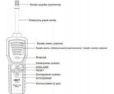 Šaldymo agento nuotekio detektorius: Jautrumas: 3g/a; 6-jautrumo lygiai; CFCs, HCFCs, HFCs, UNI-T