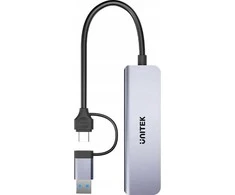Unitek Hub 5w1 USB-A/C 5 Gbps su atminties kortelių skaitytuvu SD i micro SD