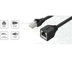 UNITEK Cat 6 STP 8P8C RJ45 Ethernet ilgintuvas M/F 5m C1896BK-5M