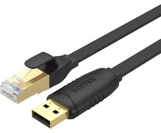 UNITEK Y-SP02001B USB 2.0 į RJ45 konsolės apverčiamas plokščias 1,8 m kabelis