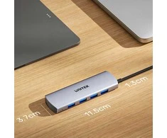 USB šakotuvas „Unitek“ 4w1 USB-C 10 Gbps, 4x USB-A H1112EGY01