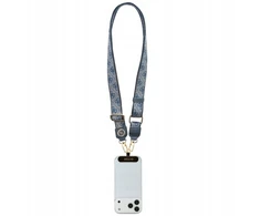 Universalus kaklajuostis Guess CBDY 4G Tether Patch Strass Metal Logo mėlynas