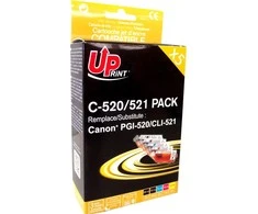 UPrint rašalo rašalas C-520/521 PACK / CLI521, 2x juodas, / 1x žydras, 1x purpurinis, 1x geltonas