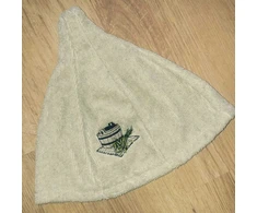 Namu_Tekstil Medvilninė pirties kepurė su kubilo paveikslėliu, balta