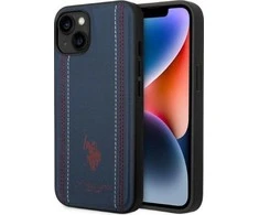 Us Polo Assn US Polo USHCP14MPFAV Apple iPhone 14 Plus 6.7" navy/navy dėklas telefonui mėlynos spalvos Leather Stitch