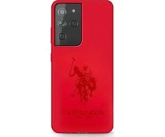 Dėklas „Us Polo Assn US Polo“ USHCS21LSLHRTRE S21 Ultra G998 raudonas silikoninis ant toninio pamušalo