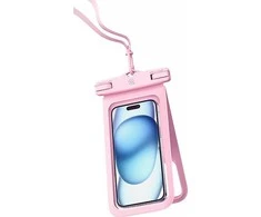 USAMS vandeniui atsparus dėklas Double 6.7″ IP68 rožinės spalvos FSD1403 (YD014)