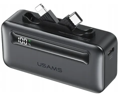 Išorinė baterija USAMS XB-Series CD233 5000mAh PD 20W su USB-C / Lightning laidu, sidabro spalvos