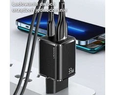 USAMS ŁAD. SIEC. 1XUSB-C+1XUSB T43 33W (TIK GALVUTĖ) PD3.0 +QC3.0 GREITAS ĮKROVIMAS Baltas /Baltas CC144TC02 (US-CC144)