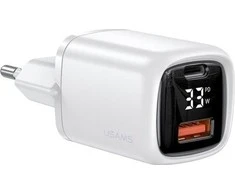 USAMS Tinklo įkroviklis 1xUSB-C+1xUSB T46 33W (only head) PD3.0 +QC3.0 Fast Charging baltos spalvos CC152TC02 (US-CC152)