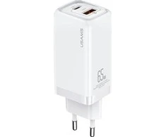 USAMS Tinklo įkroviklis 1xUSB-C+1xUSB T47 65W PD Fast Charging Super Si baltos spalvos CC153TC02 (US-CC153)