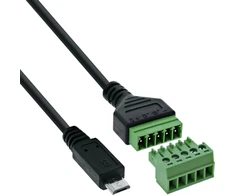 USB adapteris Delock InLine 92504C Micro USB adapterio kabelis – kištukas į terminalų bloką – 5 kontaktai – 1 m – juodas